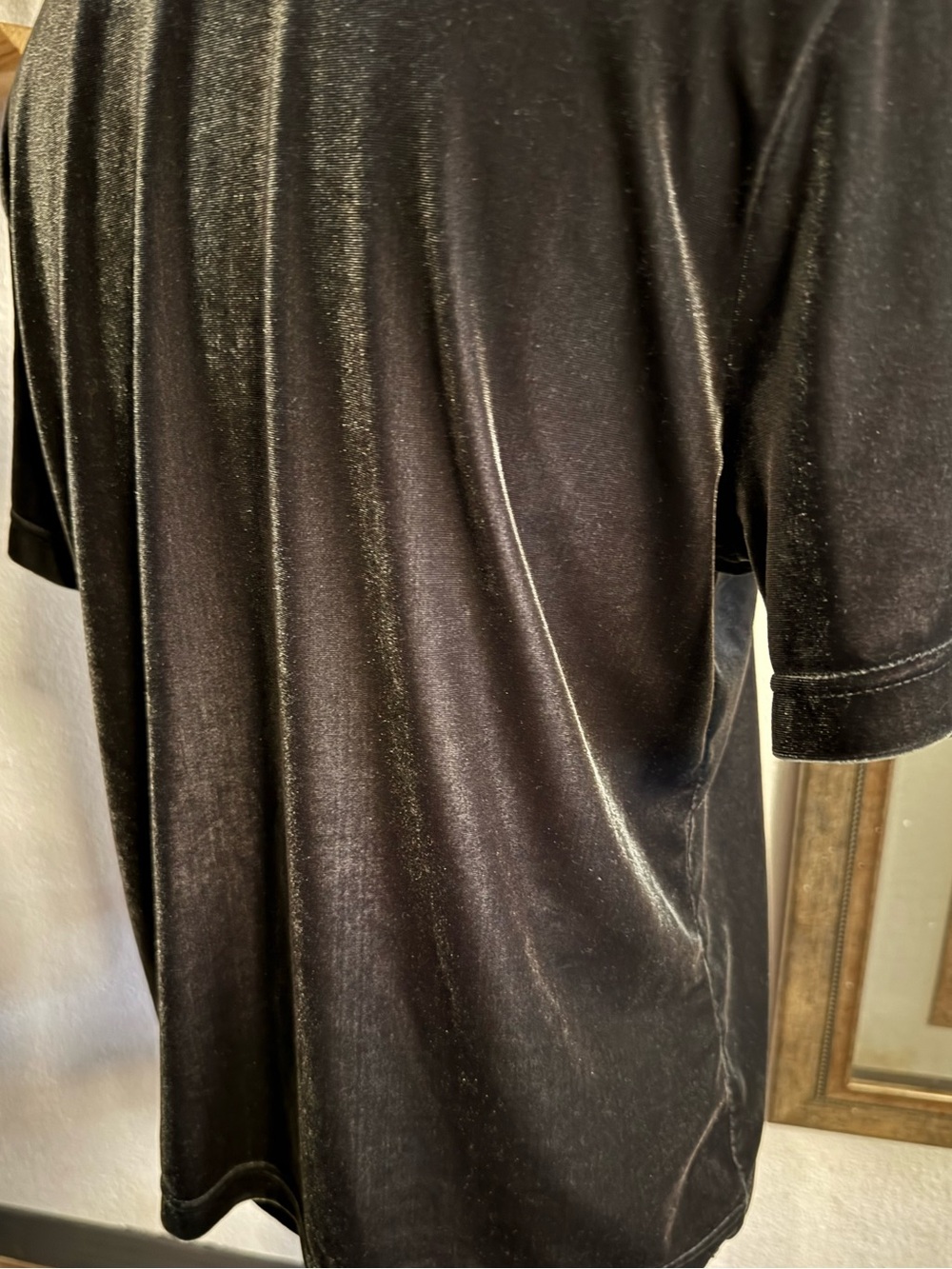 Kathie Lee Collection Vintage 90s Charcoal Gray Velvet Velour VNeck Top •Size L• - Picture 7 of 8